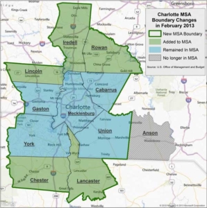 Map of area for home inspections Charlotte